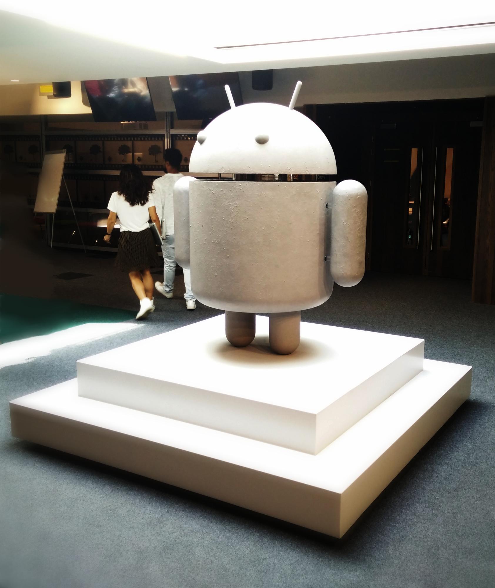 A life-sized android statue in Google's Dublin office