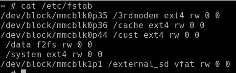 output for `cat /etc/fstab`